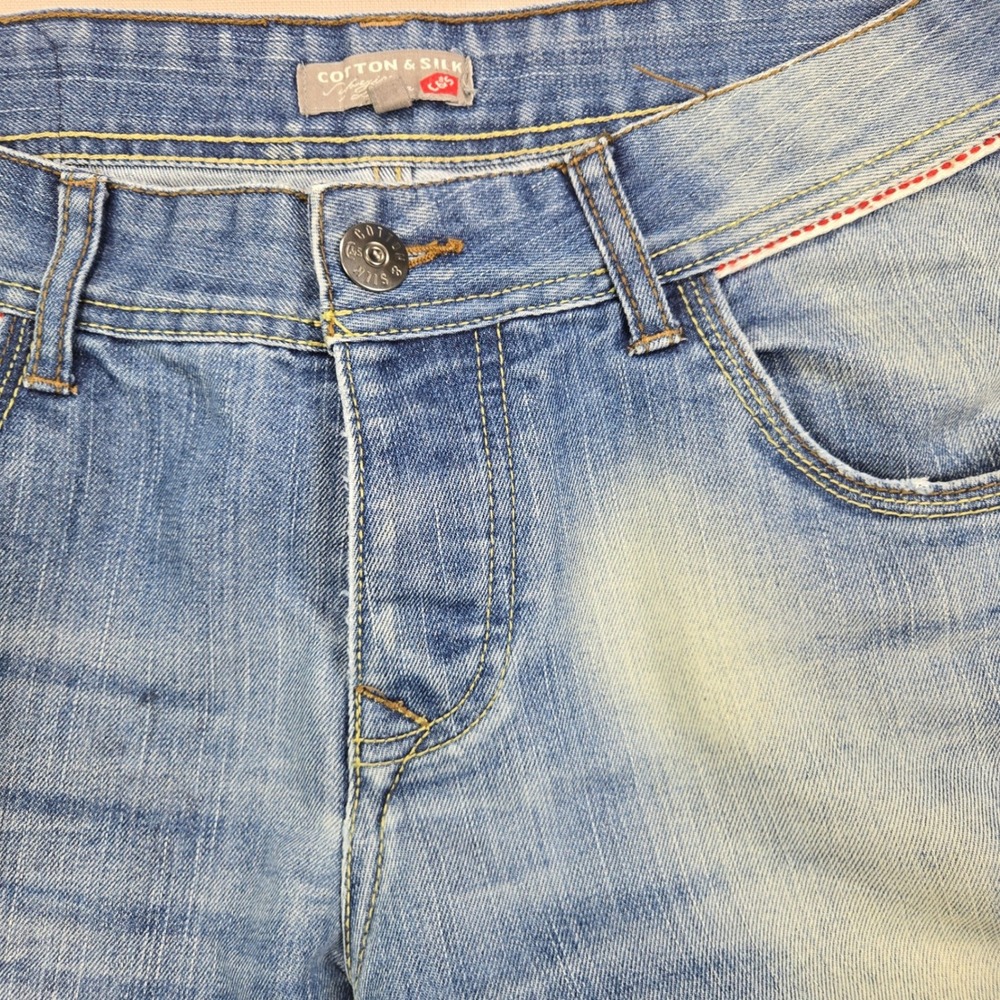 Cotton & Silk Jeans Distressed Straight Leg Medium Wash Blue Mens Size 50 IT - Picture 8 of 15